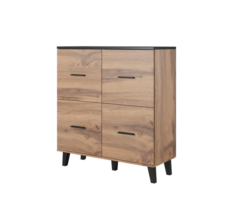 Chest of drawers LOTTA 110 (4D) woatan oak/black DIOMMI CAMA-LOTTA-KOMODA-110-4D-DWO/CZ