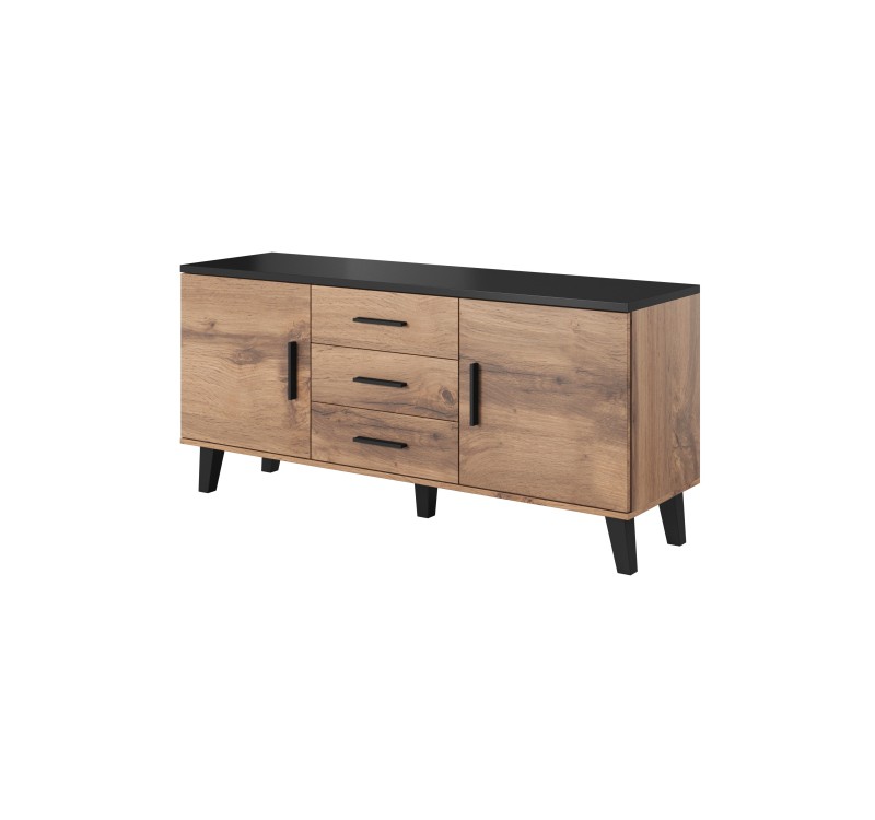 Chest of drawers LOTTA 150 (2D3S) wotan oak/black DIOMMI CAMA-LOTTA-KOMODA-150-2D3S-DWO/CZ