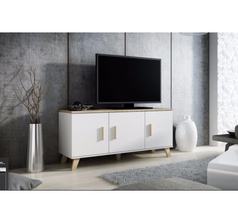 Chest of drawers LOTTA 150 3D dimond white/lsonoma oak DIOMMI CAMA-LOTTA-KOMODA-150-3D-BI/DSO