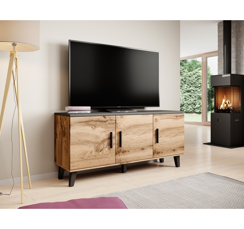 Chest of drawers LOTTA 150 3D wotan oak/ black DIOMMI CAMA-LOTTA-KOMODA-150-3D-DWO/CZ