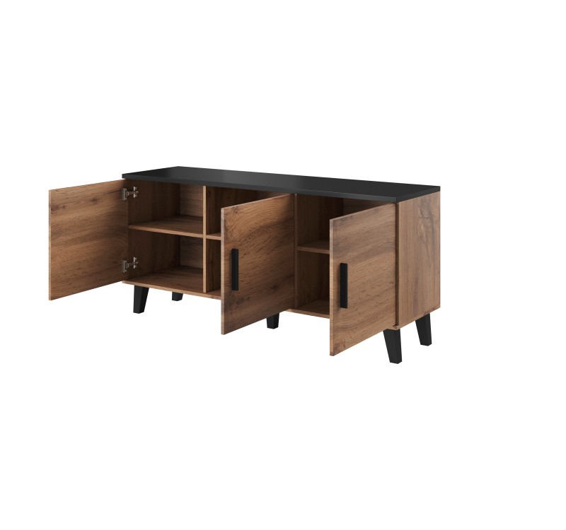 Chest of drawers LOTTA 150 3D wotan oak/ black DIOMMI CAMA-LOTTA-KOMODA-150-3D-DWO/CZ