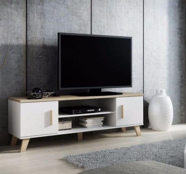 TV stand LOTTA 160 2D2K dimond white/lsonoma oak DIOMMI CAMA-LOTTA-RTV-160-2D2K-BI/DSO
