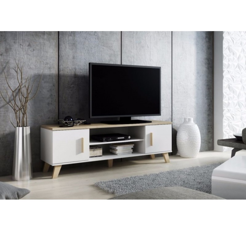 TV stand LOTTA 160 2D2K dimond white/lsonoma oak DIOMMI CAMA-LOTTA-RTV-160-2D2K-BI/DSO
