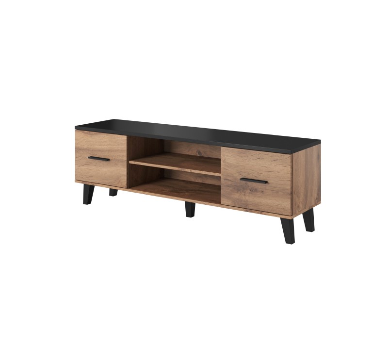 TV stand LOTTA 160 2D2K wonat oak/black DIOMMI CAMA-LOTTA-RTV-160-2D2K-DWO/CZ