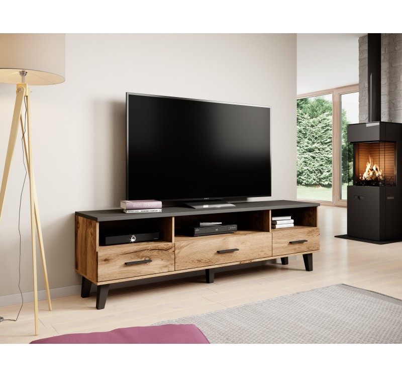 TV stand LOTTA 180 3s3K wotan oak/black DIOMMI CAMA-LOTTA-RTV-180-3S3K-DWO/CZ