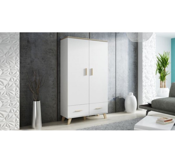 Waredrobe LOTTA  dimond white/lsonoma oak DIOMMI CAMA-LOTTA-SZAFA-2D2S-BI/DSO