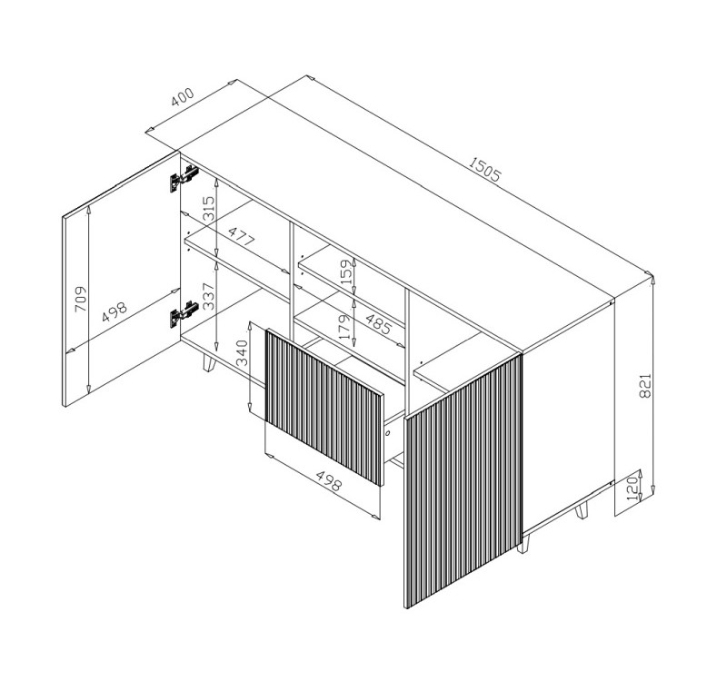 PAFOS chest of drawers 150 2D1S DIOMMI CAMA-PAFOS-KOM-150-BI/BI