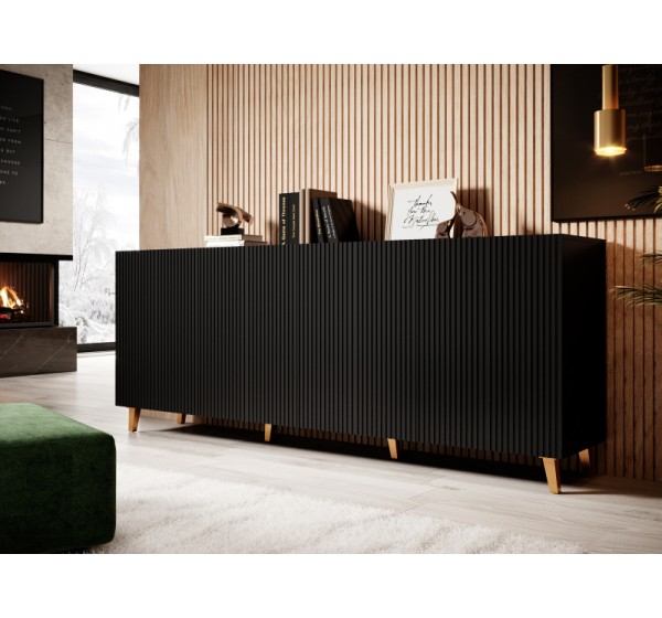 PAFOS chest of drawers 200 4D black/black DIOMMI CAMA-PAFOS-KOM-200-CZ/CZ