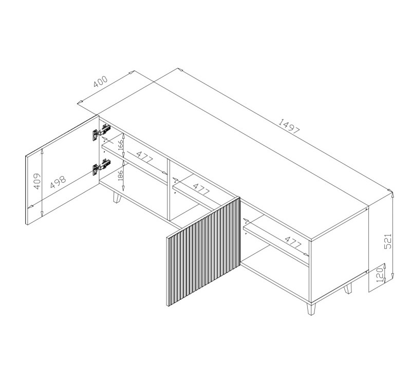 PAFOS TV stand 150 2D2K black/black DIOMMI CAMA-PAFOS-RTV-150-CZ/CZ