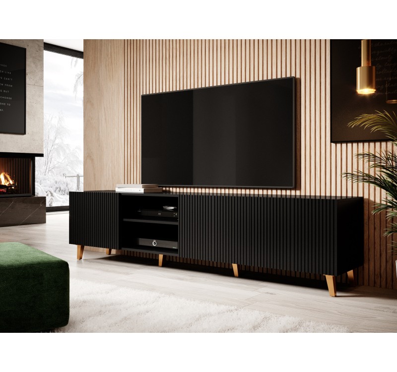 PAFOS TV stand 200/4D black/black DIOMMI CAMA-PAFOS-RTV-200-CZ/CZ