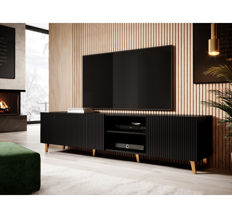 PAFOS TV stand 200/4D black/black DIOMMI CAMA-PAFOS-RTV-200-CZ/CZ