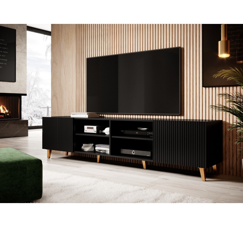 PAFOS TV stand 200/4D black/black DIOMMI CAMA-PAFOS-RTV-200-CZ/CZ