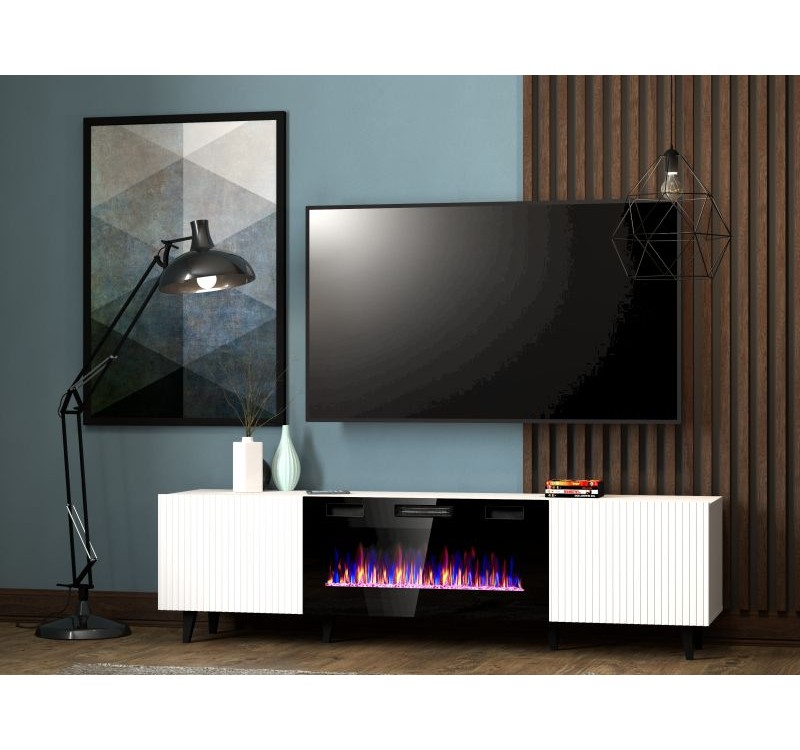 PAFOS EF TV stand 180 white/white with black legs DIOMMI CAMA-PAFOS-RTV-EF-BI/BI