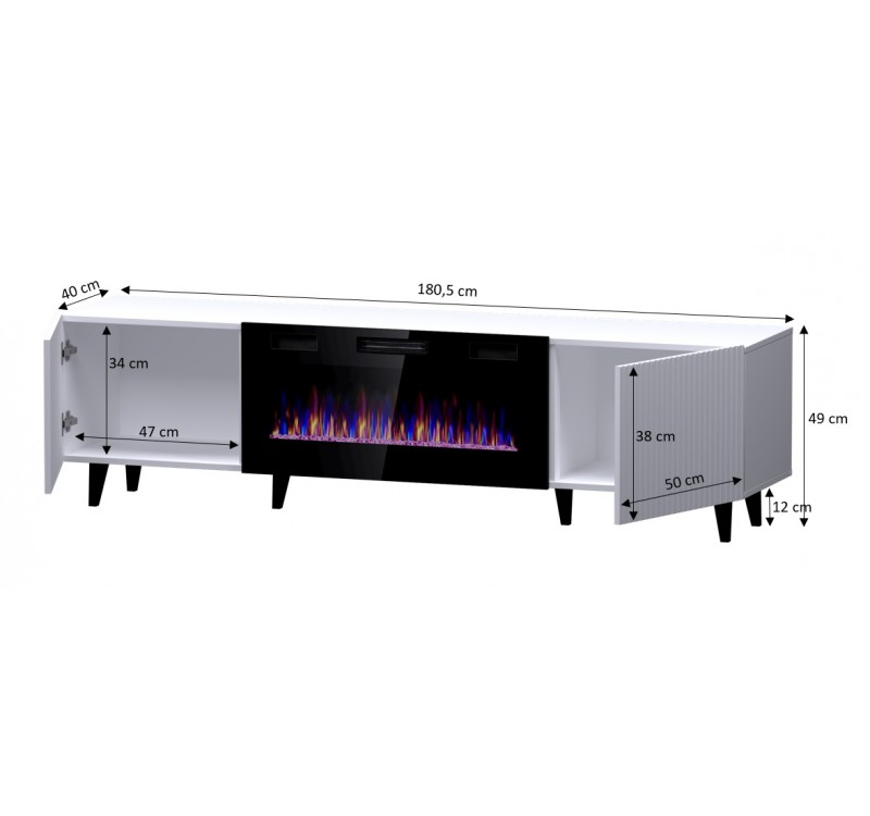 PAFOS EF TV stand 180 white/white with black legs DIOMMI CAMA-PAFOS-RTV-EF-BI/BI