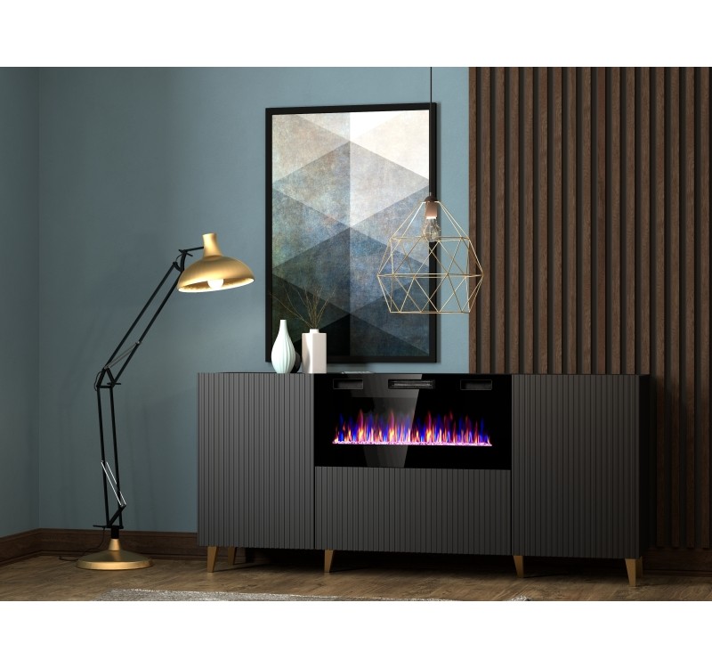 PAFOS EF TV stand 180 black/black with black legs DIOMMI CAMA-PAFOS-RTV-EF-CZ/CZ