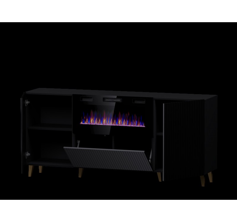 PAFOS EF TV stand 180 black/black with black legs DIOMMI CAMA-PAFOS-RTV-EF-CZ/CZ