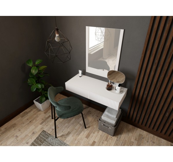 PAFOS vanity table ( hanging ) and mirror white/white DIOMMI CAMA-PAFOS-TOALETKA-BI/BI