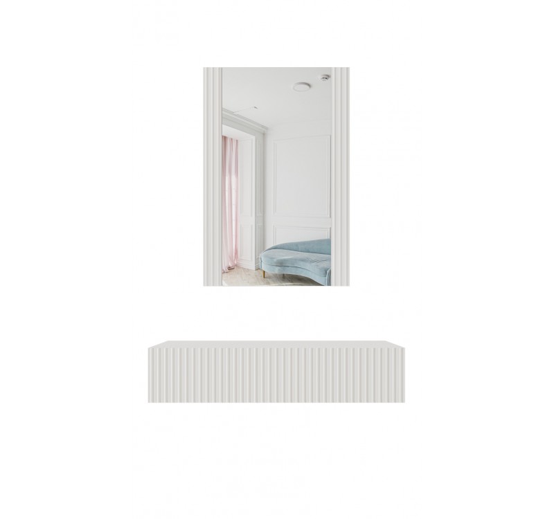 PAFOS vanity table ( hanging ) and mirror white/white DIOMMI CAMA-PAFOS-TOALETKA-BI/BI