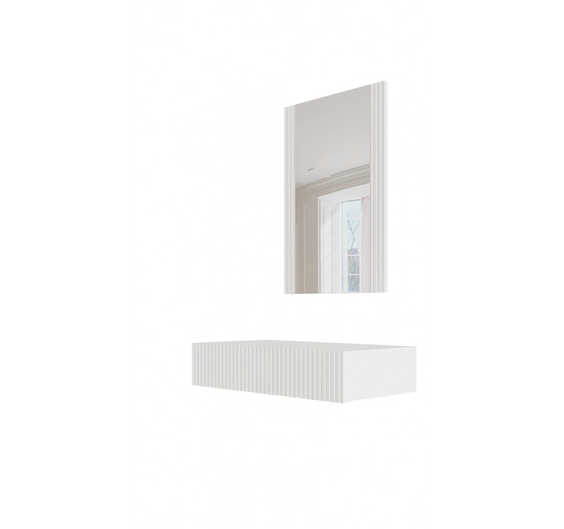 PAFOS vanity table ( hanging ) and mirror white/white DIOMMI CAMA-PAFOS-TOALETKA-BI/BI