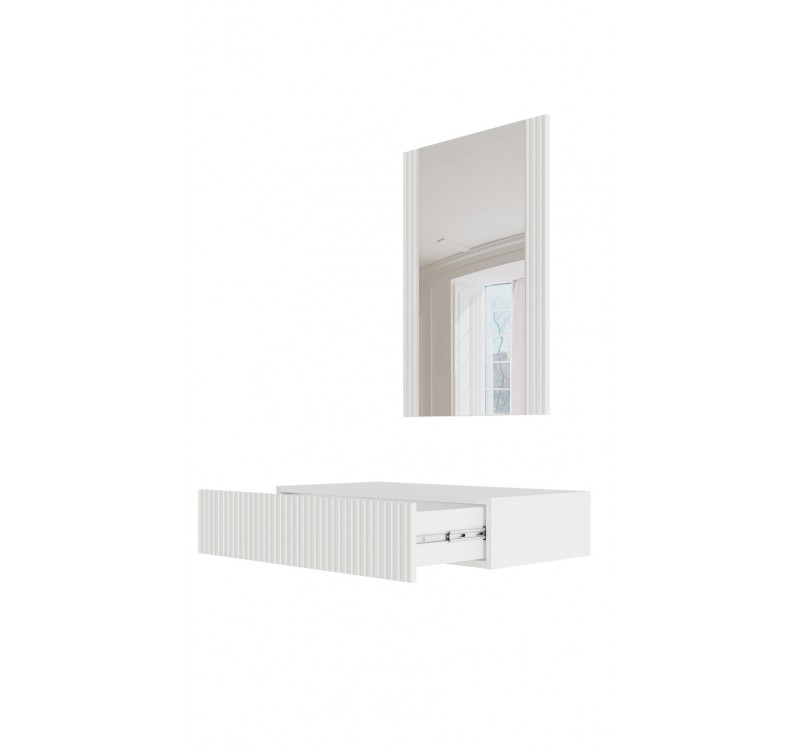 PAFOS vanity table ( hanging ) and mirror white/white DIOMMI CAMA-PAFOS-TOALETKA-BI/BI
