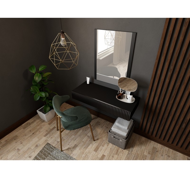 PAFOS vanity table ( hanging ) and mirror BLACK/BLACK DIOMMI CAMA-PAFOS-TOALETKA-CZ/CZ