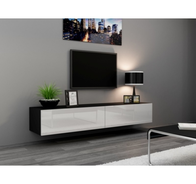 TV Stand VIGO RTV 180 black/white DIOMMI CAMA-VIGO-RTV-180-CZARNY/BIAŁY POŁYSK