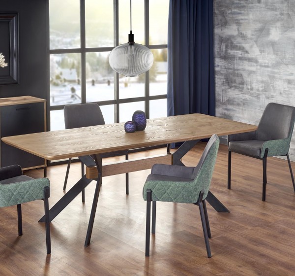 BACARDI extension table, color: top - natural oak, legs - black DIOMMI V-CH-BACARDI-ST