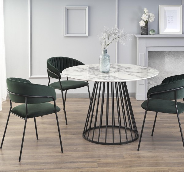 BRODWAY table, color: top - white marble, legs - black DIOMMI V-CH-BRODWAY-ST