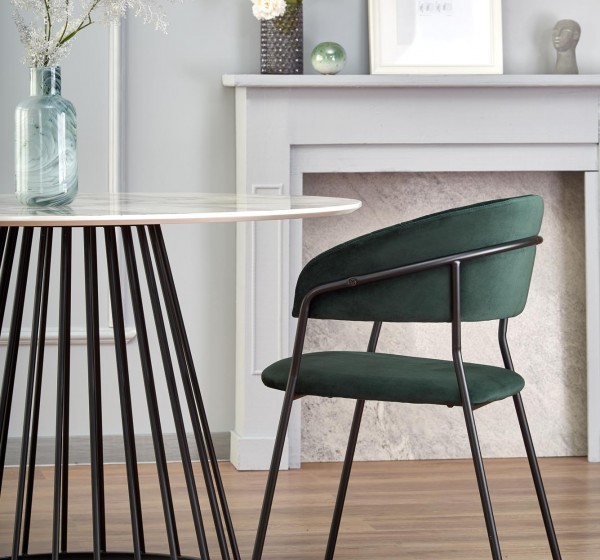 BRODWAY table, color: top - white marble, legs - black DIOMMI V-CH-BRODWAY-ST