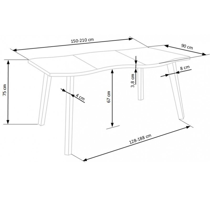 DICKSON ext. table DIOMMI V-CH-DICKSON_2-ST-150/210