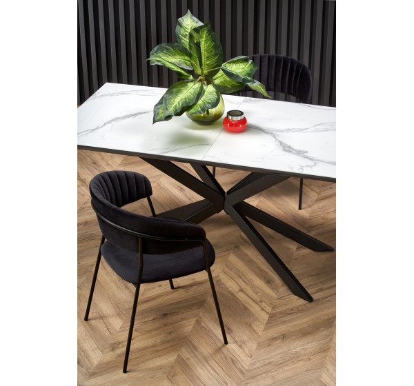 DIESEL extension table, color: top - white marble / dark grey, legs - black DIOMMI V-CH-DIESEL-ST