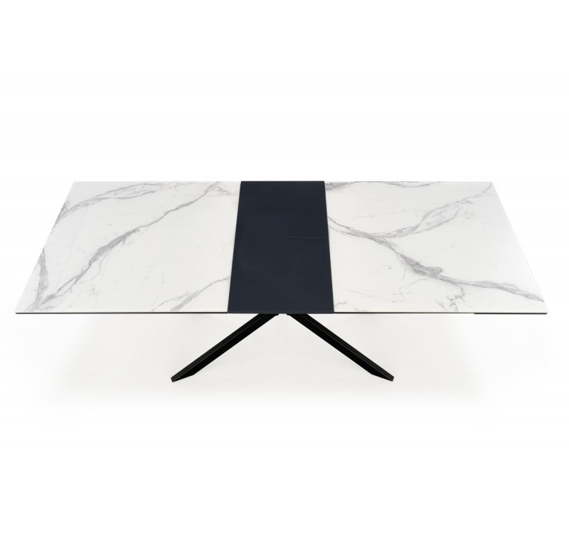 DIESEL extension table, color: top - white marble / dark grey, legs - black DIOMMI V-CH-DIESEL-ST