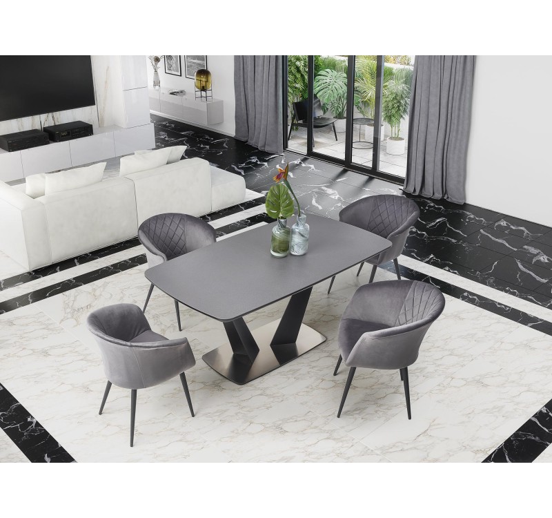 FANGOR extension table, color: top - dark grey, legs - black DIOMMI V-CH-FANGOR-ST