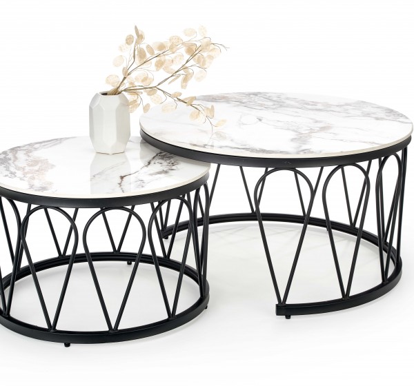 FORMOSA set of 2 coffee tables, white marble DIOMMI V-CH-FORMOSA-LAW