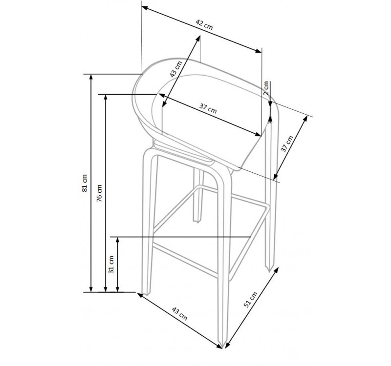 H86 bar stool DIOMMI V-CH-H/86