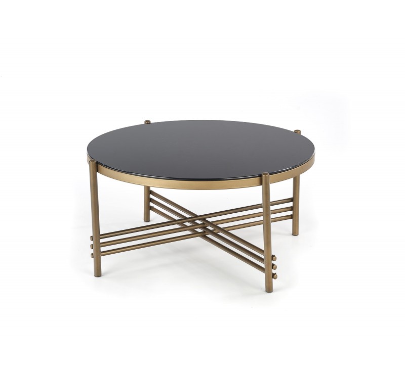 Τραπεζάκι σαλονιού γυάλινο μαύρο με χρυσό ISMENA 80x80x41 DIOMMI 60-20887