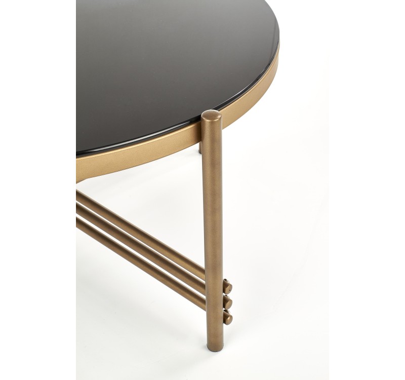 Τραπεζάκι σαλονιού γυάλινο μαύρο με χρυσό ISMENA 80x80x41 DIOMMI 60-20887