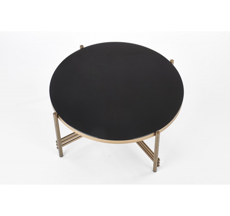 Τραπεζάκι σαλονιού γυάλινο μαύρο με χρυσό ISMENA 80x80x41 DIOMMI 60-20887