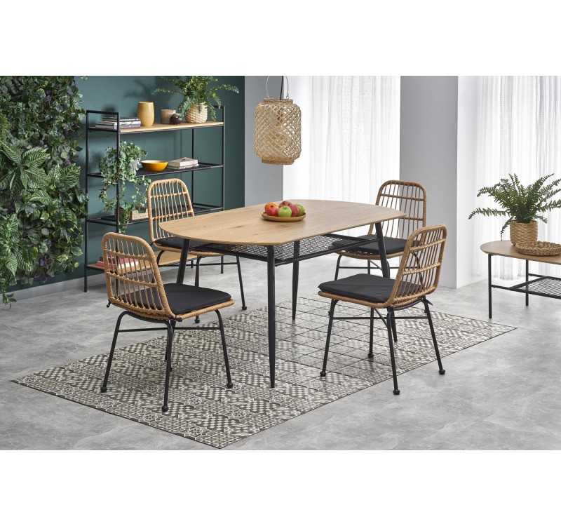 JACKSON table, color: top - golden oak, legs - black DIOMMI V-CH-JACKSON-ST