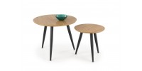 MENTONA 2, set of two coffee tables, color: golden oak / black DIOMMI V-CH-MENTONA_2-LAW