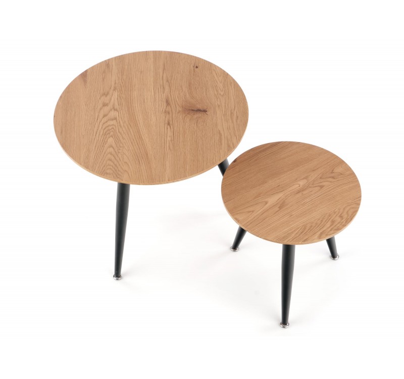 MENTONA 2, set of two coffee tables, color: golden oak / black DIOMMI V-CH-MENTONA_2-LAW