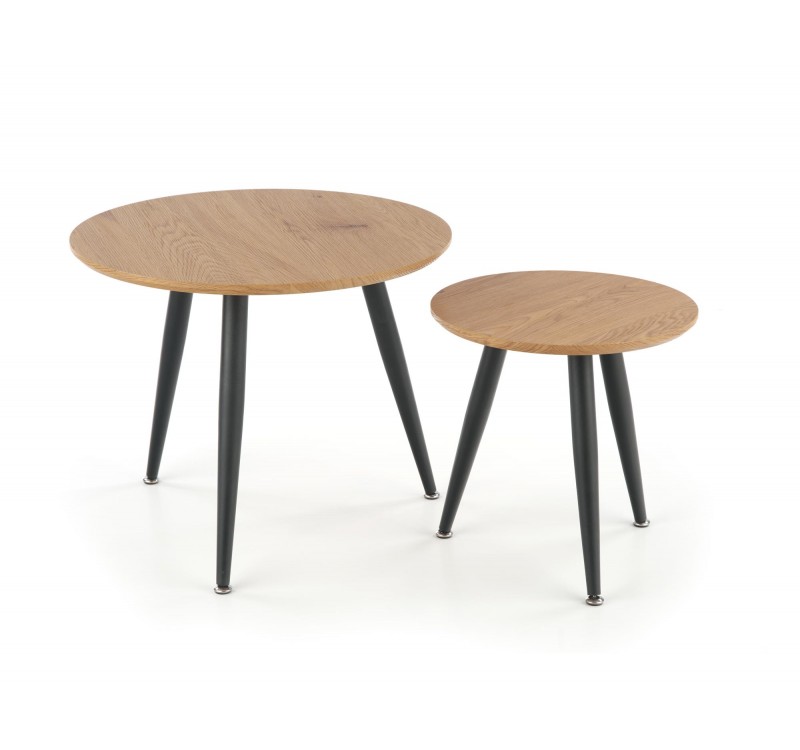 MENTONA 2, set of two coffee tables, color: golden oak / black DIOMMI V-CH-MENTONA_2-LAW
