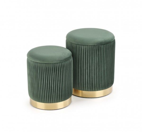 MONTY set of two stools: color: dark green DIOMMI V-CH-MONTY-PUFA-C.ZIELONY