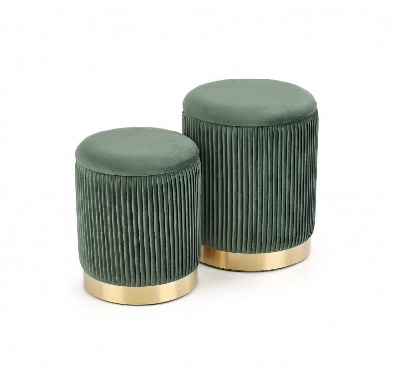 MONTY set of two stools: color: dark green DIOMMI V-CH-MONTY-PUFA-C.ZIELONY