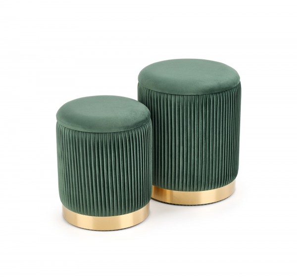 MONTY set of two stools: color: dark green DIOMMI V-CH-MONTY-PUFA-C.ZIELONY