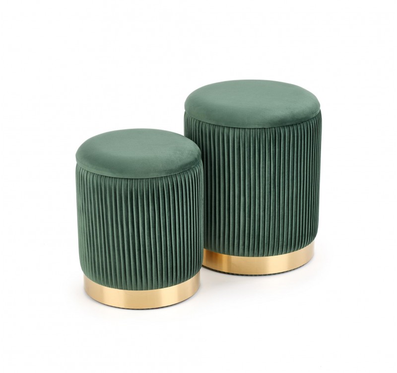 MONTY set of two stools: color: dark green DIOMMI V-CH-MONTY-PUFA-C.ZIELONY