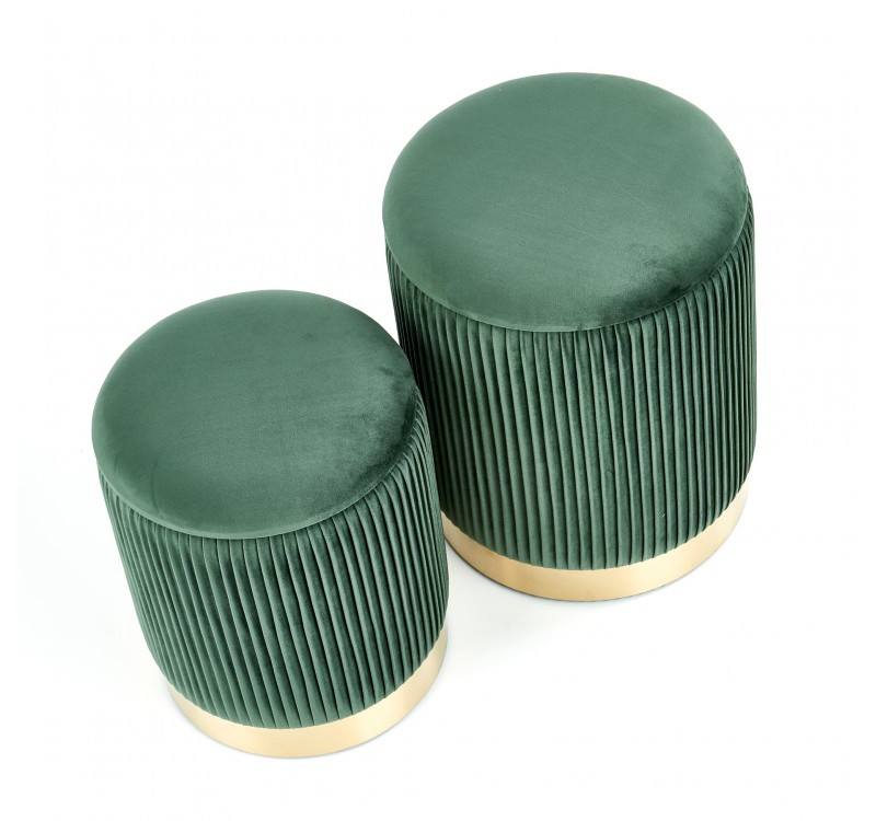 MONTY set of two stools: color: dark green DIOMMI V-CH-MONTY-PUFA-C.ZIELONY