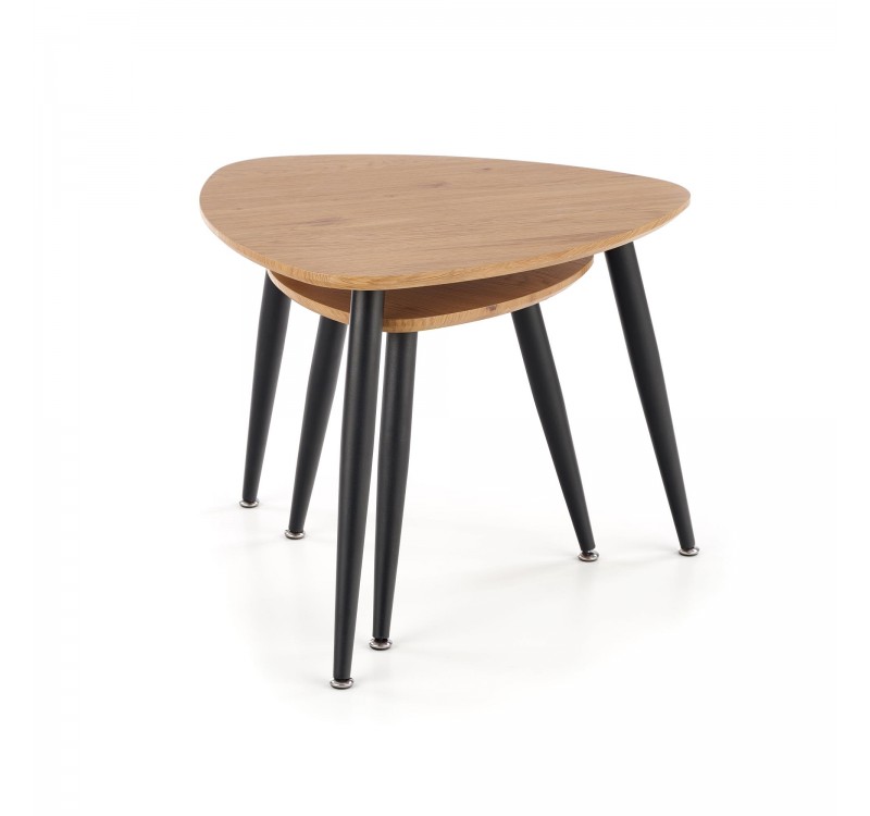 NICEA 2, set of two coffee tables, color: golden oak / black DIOMMI V-CH-NICEA_2-LAW