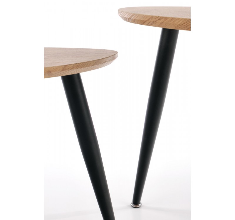 NICEA 2, set of two coffee tables, color: golden oak / black DIOMMI V-CH-NICEA_2-LAW
