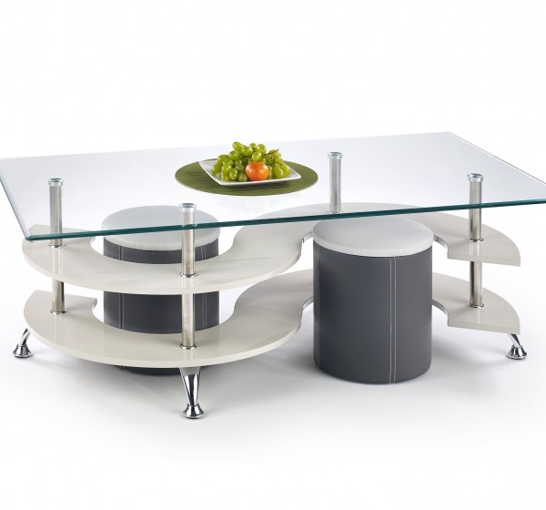 NINA 5 coffee table with pouffes color: grey / dark grey DIOMMI V-CH-NINA_5-LAW